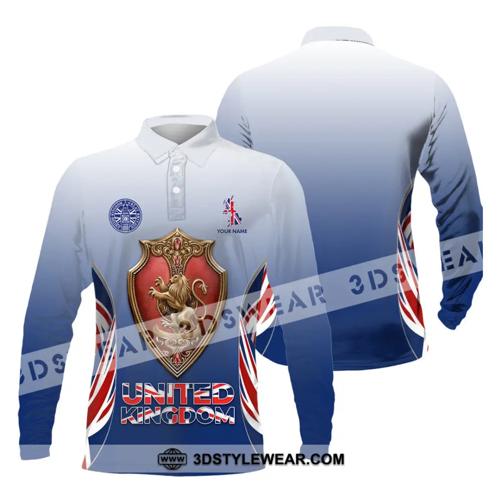 Unisex Shirt - Custom United Kingdom 3D Shirt Long Sleeve Polo / S T-shirt