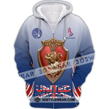 Unisex Shirt - Custom United Kingdom 3D Shirt Zipper Hoodie / S T-shirt