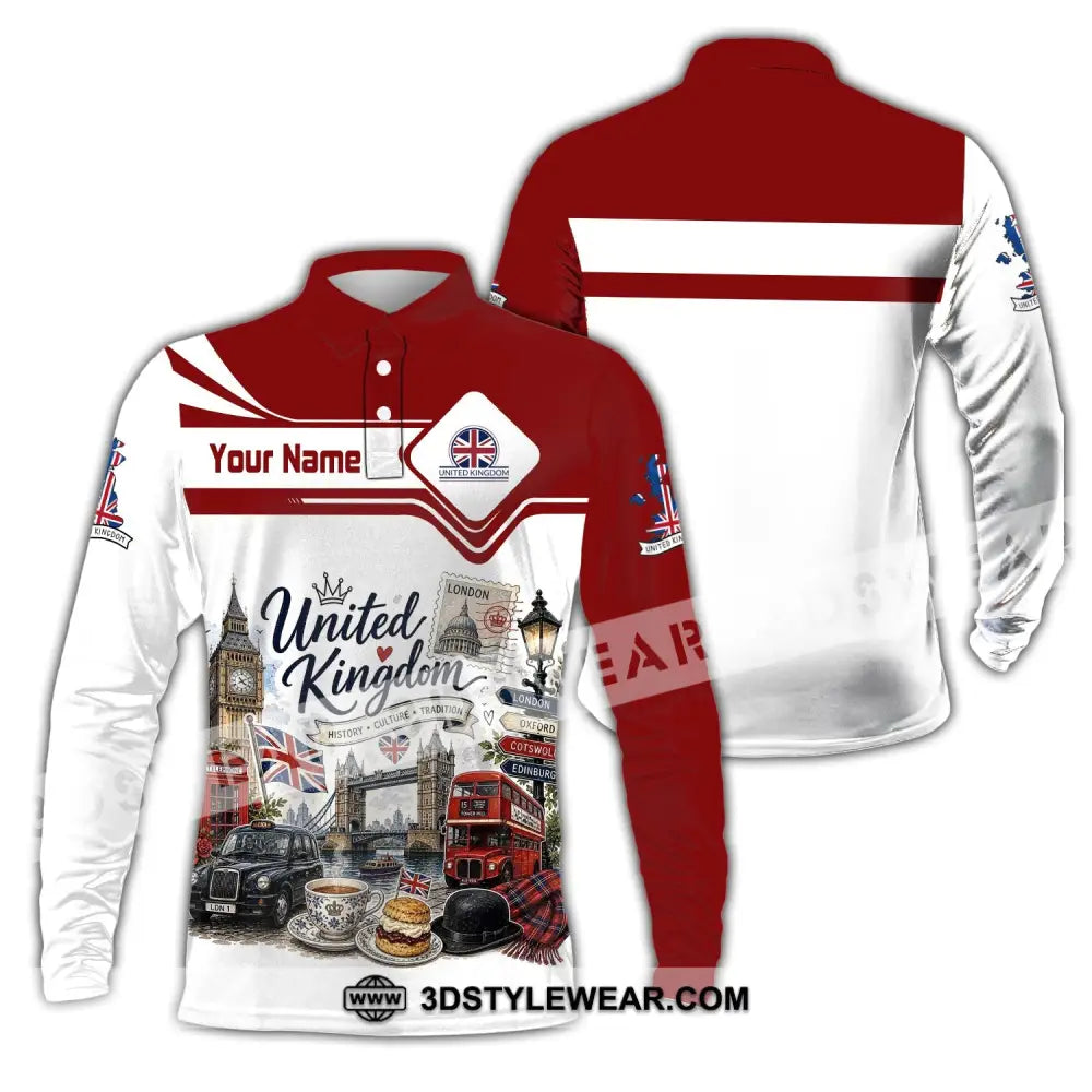 Unisex Shirt - Custom United Kingdom Shirt - Long Sleeve Polo / S - T-shirt