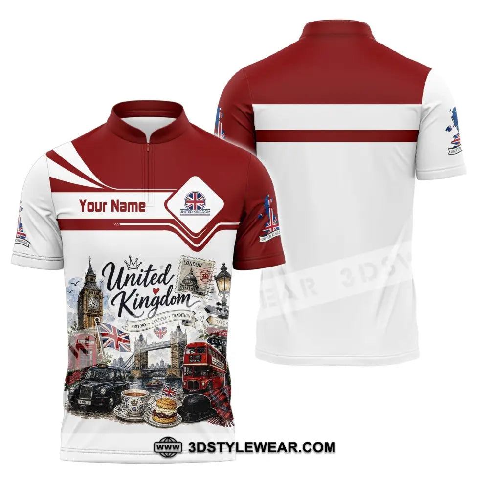 Unisex Shirt - Custom United Kingdom Shirt - Zipper Polo Shirt / S - T-shirt