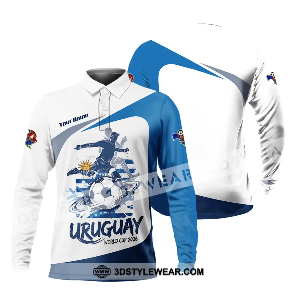 Unisex Shirt - Custom Uruguay Fifa World Cup 2026 3D Shirt - Long Sleeve Polo / S - T-shirt