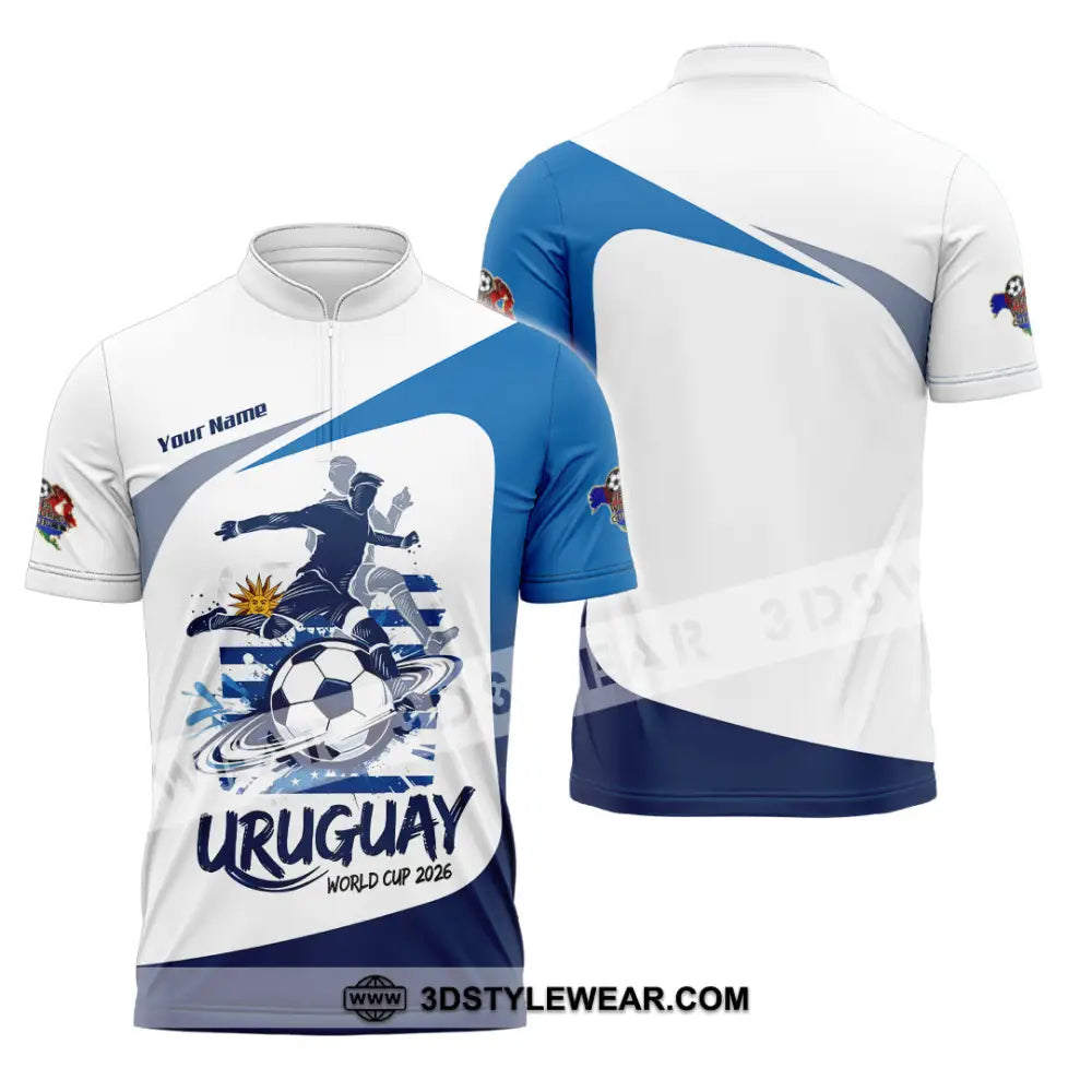 Unisex Shirt - Custom Uruguay Fifa World Cup 2026 3D Shirt - Zipper Polo Shirt / S - T-shirt