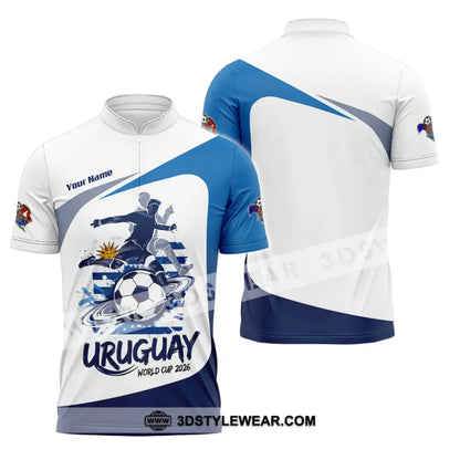 Unisex Shirt - Custom Uruguay Fifa World Cup 2026 3D Shirt - Zipper Polo Shirt / S - T-shirt