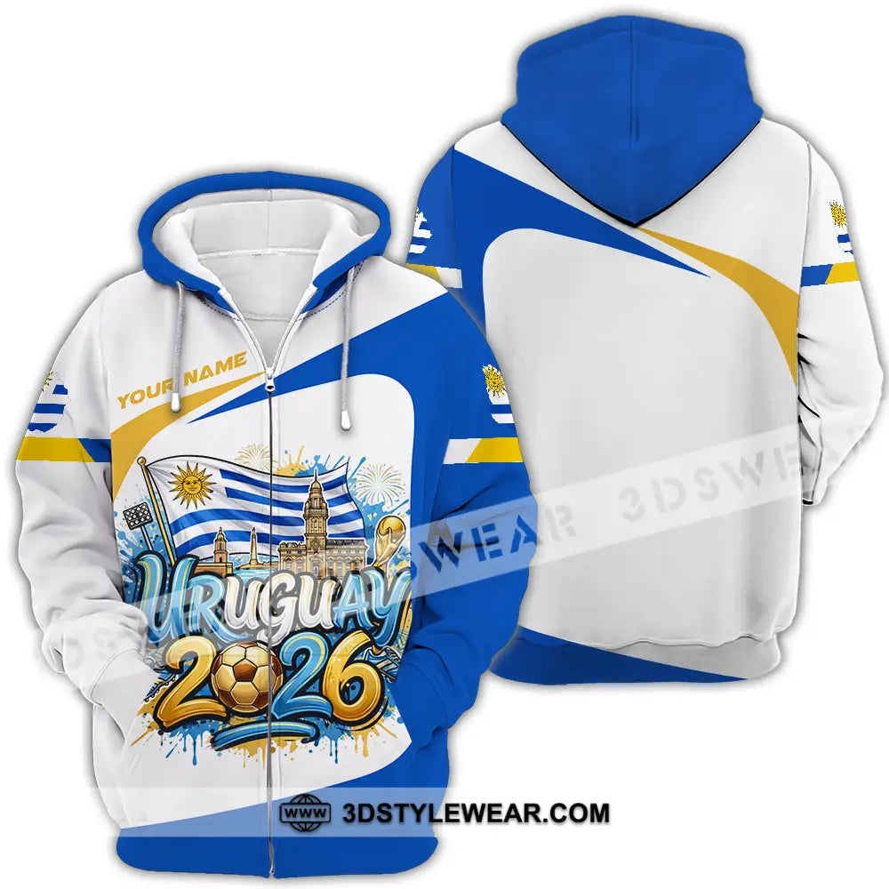 Unisex Shirt - Custom Uruguay World Cup 2026 3D Shirt Zipper Hoodie / S T-shirt