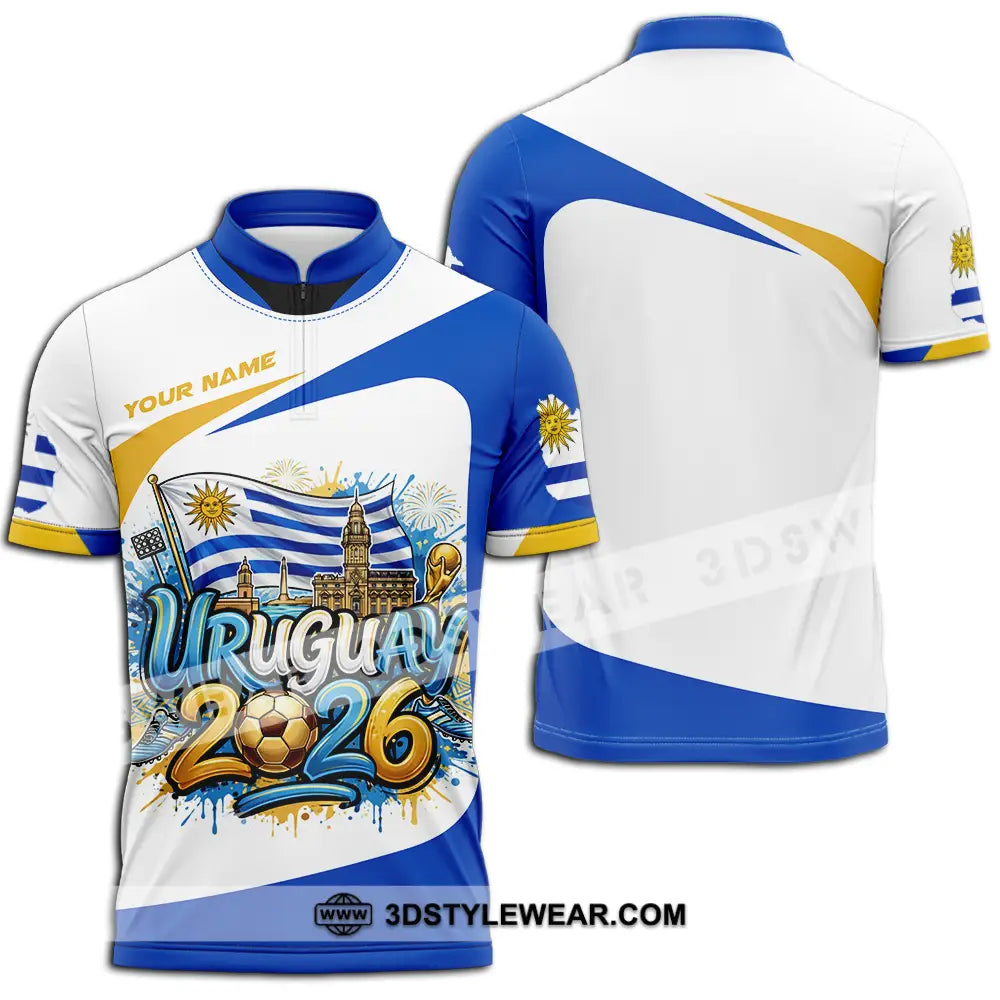 Unisex Shirt - Custom Uruguay World Cup 2026 3D Shirt Zipper Polo Shirt / S T-shirt