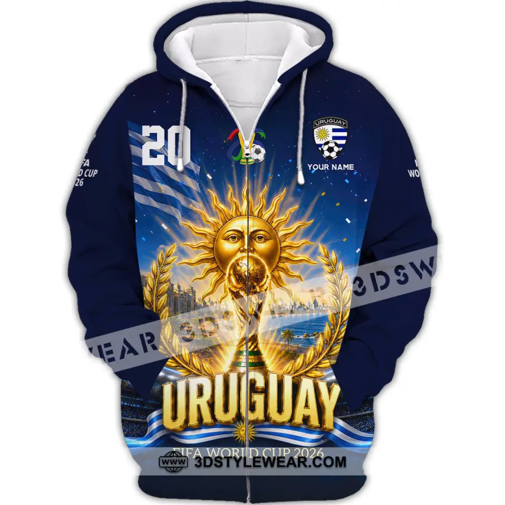 Unisex Shirt - Custom Uruguay World Cup 2026 Shirt - Zipper Hoodie / S - T-shirt