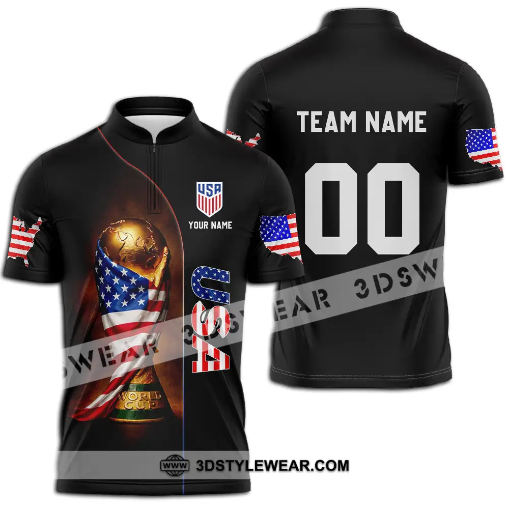 Unisex Shirt - Custom USA 3D Shirt Zipper Polo Shirt / S T-shirt