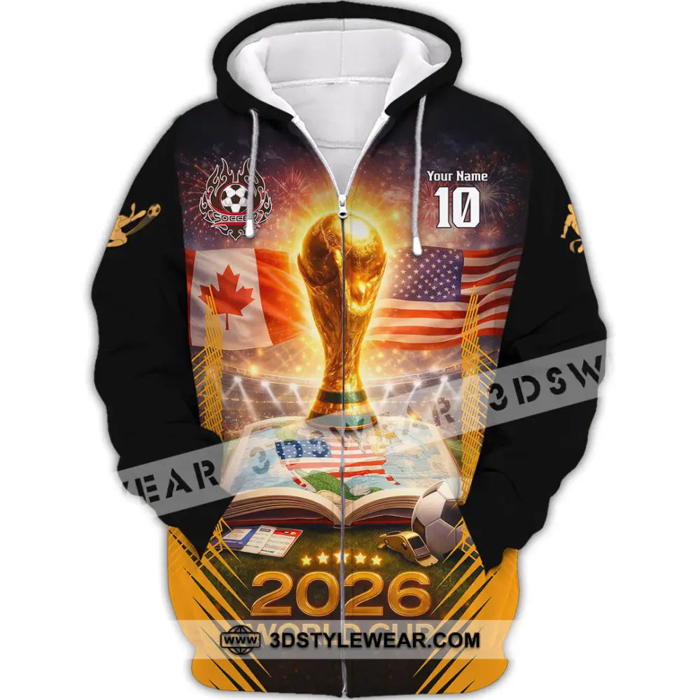 Unisex Shirt - Custom USA Canada World Cup 2026 3D Shirt Zipper Hoodie / S T-shirt