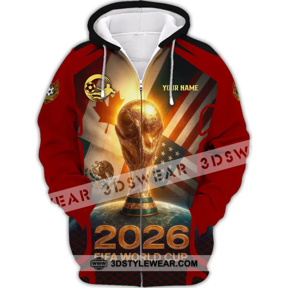 Unisex Shirt - Custom USA Canada World Cup 2026 3D Shirt Zipper Hoodie / S T-shirt