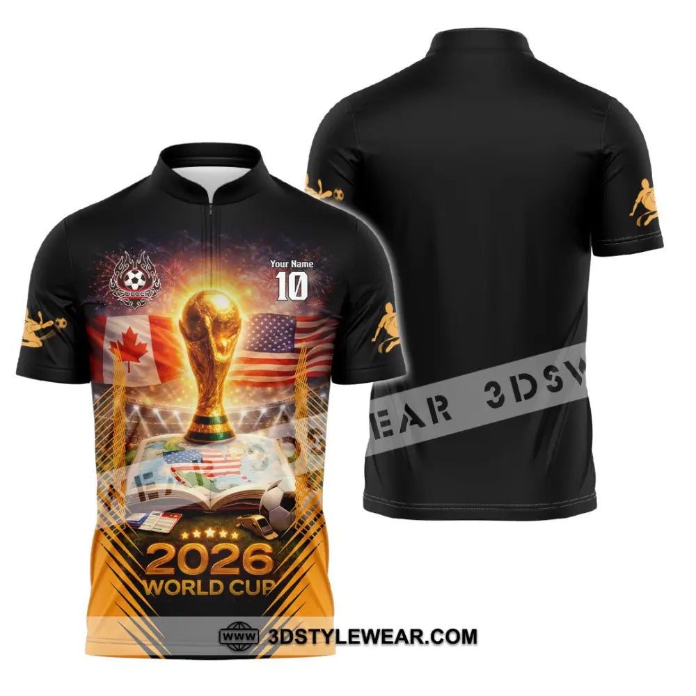 Unisex Shirt - Custom USA Canada World Cup 2026 3D Shirt Zipper Polo Shirt / S T-shirt