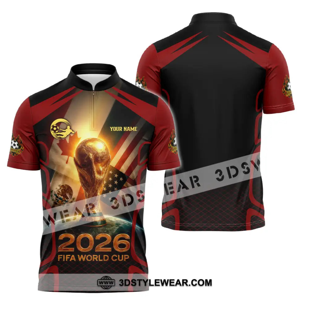 Unisex Shirt - Custom USA Canada World Cup 2026 3D Shirt Zipper Polo Shirt / S T-shirt