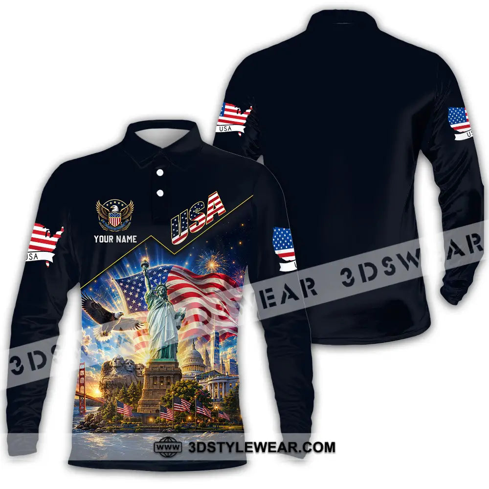 Unisex Shirt - Custom USA Shirt - Long Sleeve Polo / S - T-shirt