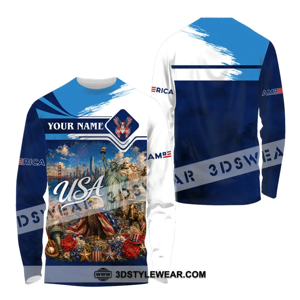 Unisex Shirt - Custom USA Shirt - Long Sleeve Shirt / S - T-shirt