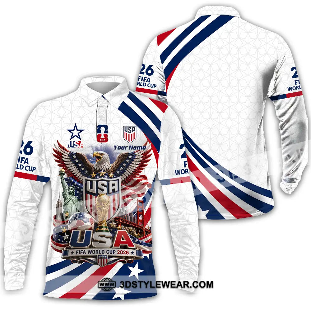 Unisex Shirt - Custom USA World Cup 2026 Shirt - Long Sleeve Polo / S - T-shirt