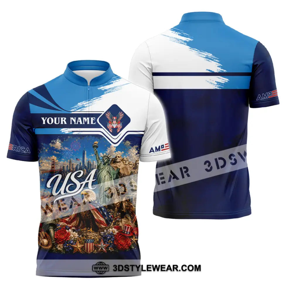 Unisex Shirt - Custom USA Shirt - Zipper Polo Shirt / S - T-shirt