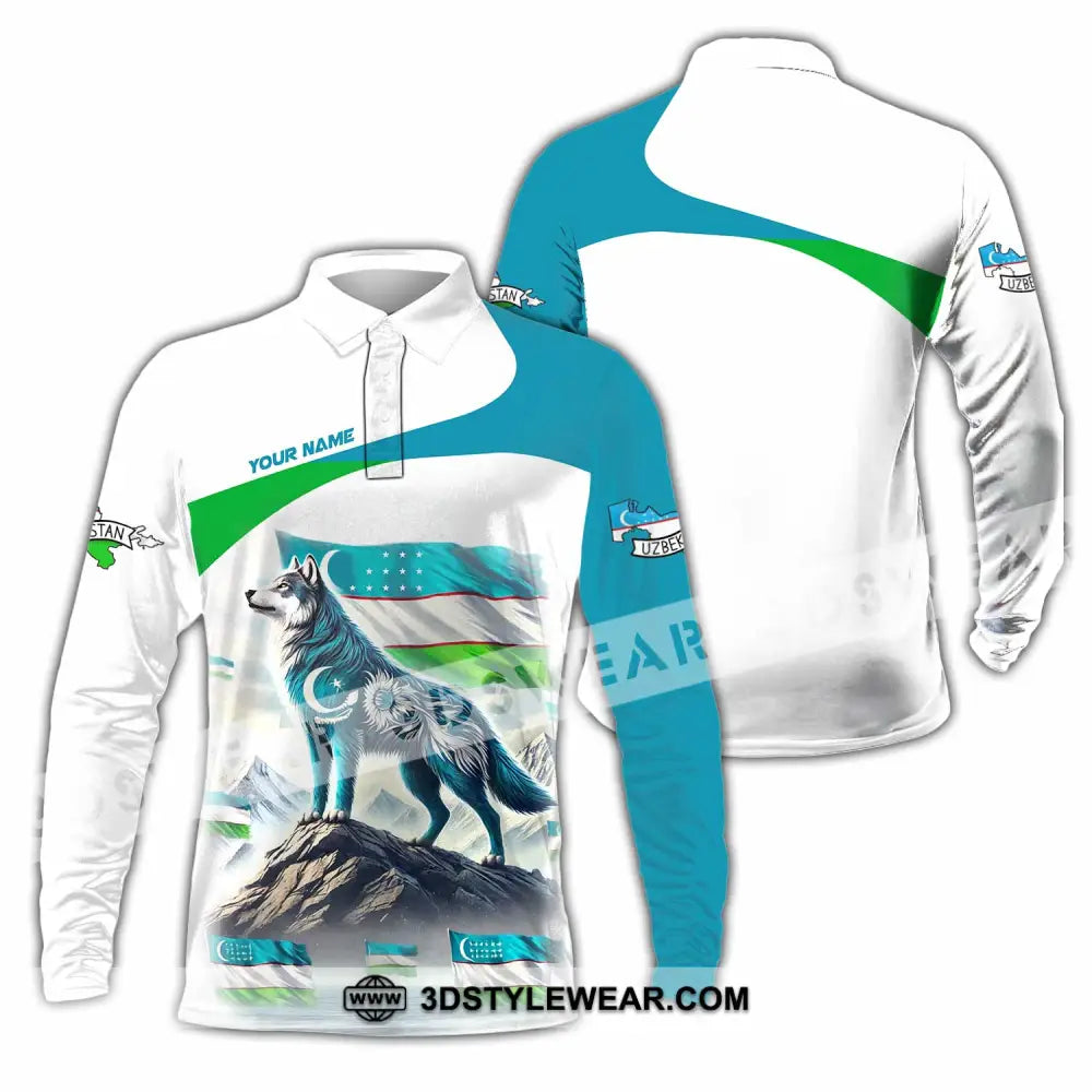 Unisex Shirt - Custom Uzbekistan Shirt - Long Sleeve Polo / S - T-shirt