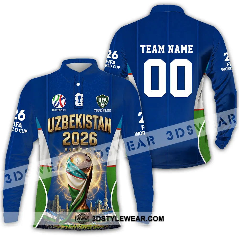 Unisex Shirt - Custom Uzbekistan World Cup 2026 Shirt - Long Sleeve Polo / S - T-shirt