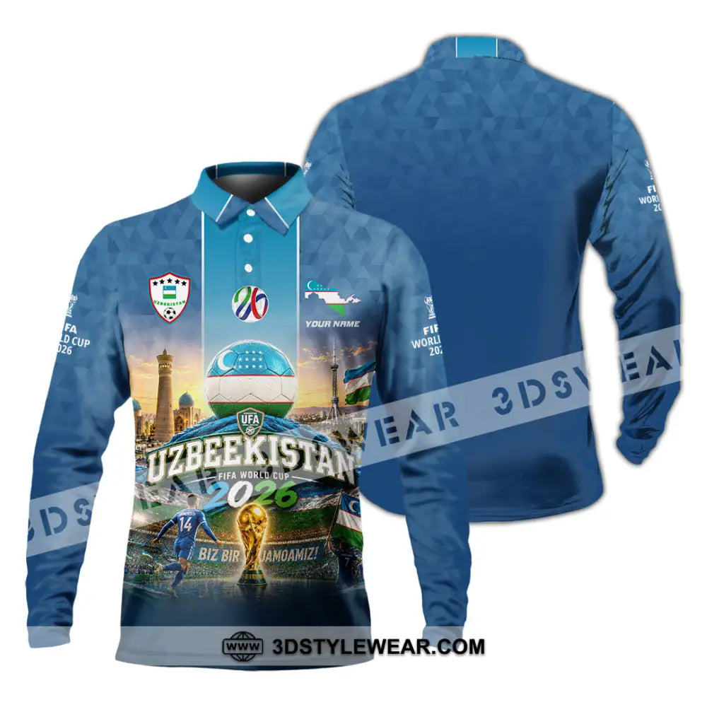 Unisex Shirt - Custom Uzbekistan World Cup 2026 Shirt - Long Sleeve Polo / S - T-shirt