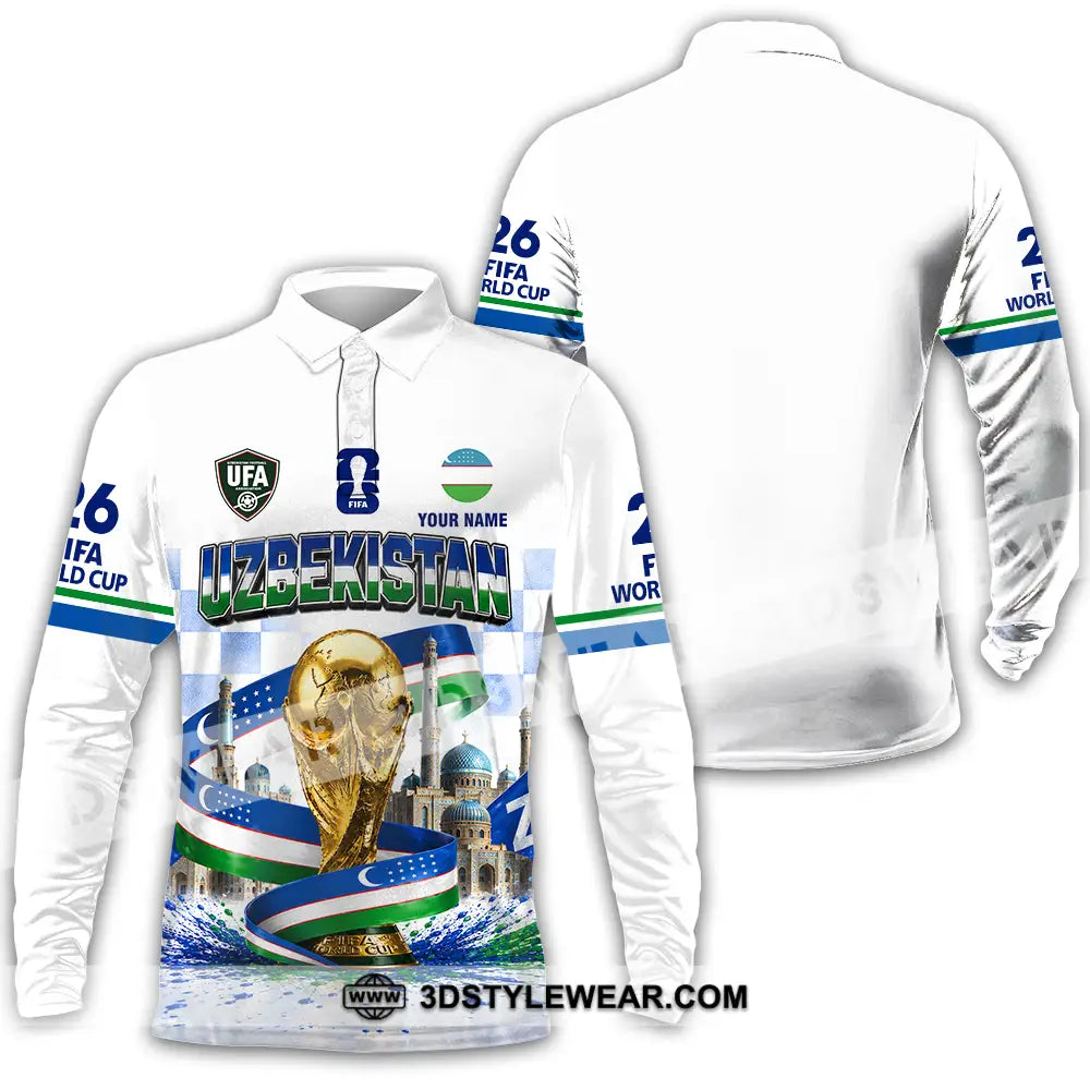 Unisex Shirt - Custom Uzbekistan World Cup 2026 Shirt - Long Sleeve Polo / S - T-shirt