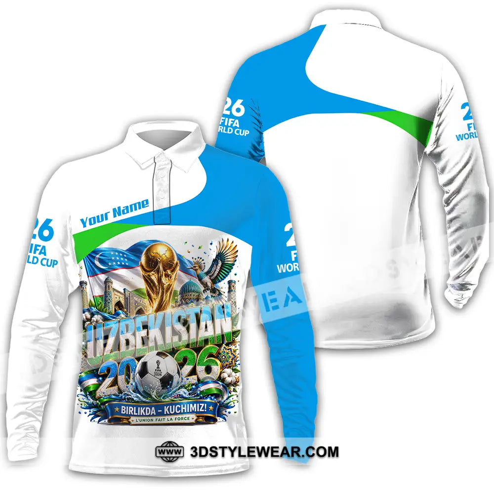Unisex Shirt - Custom Uzbekistan World Cup 2026 Shirt - Long Sleeve Polo / S - T-shirt