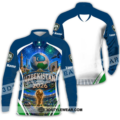 Unisex Shirt - Custom Uzbekistan World Cup 2026 Shirt - Long Sleeve Polo / S - T-shirt