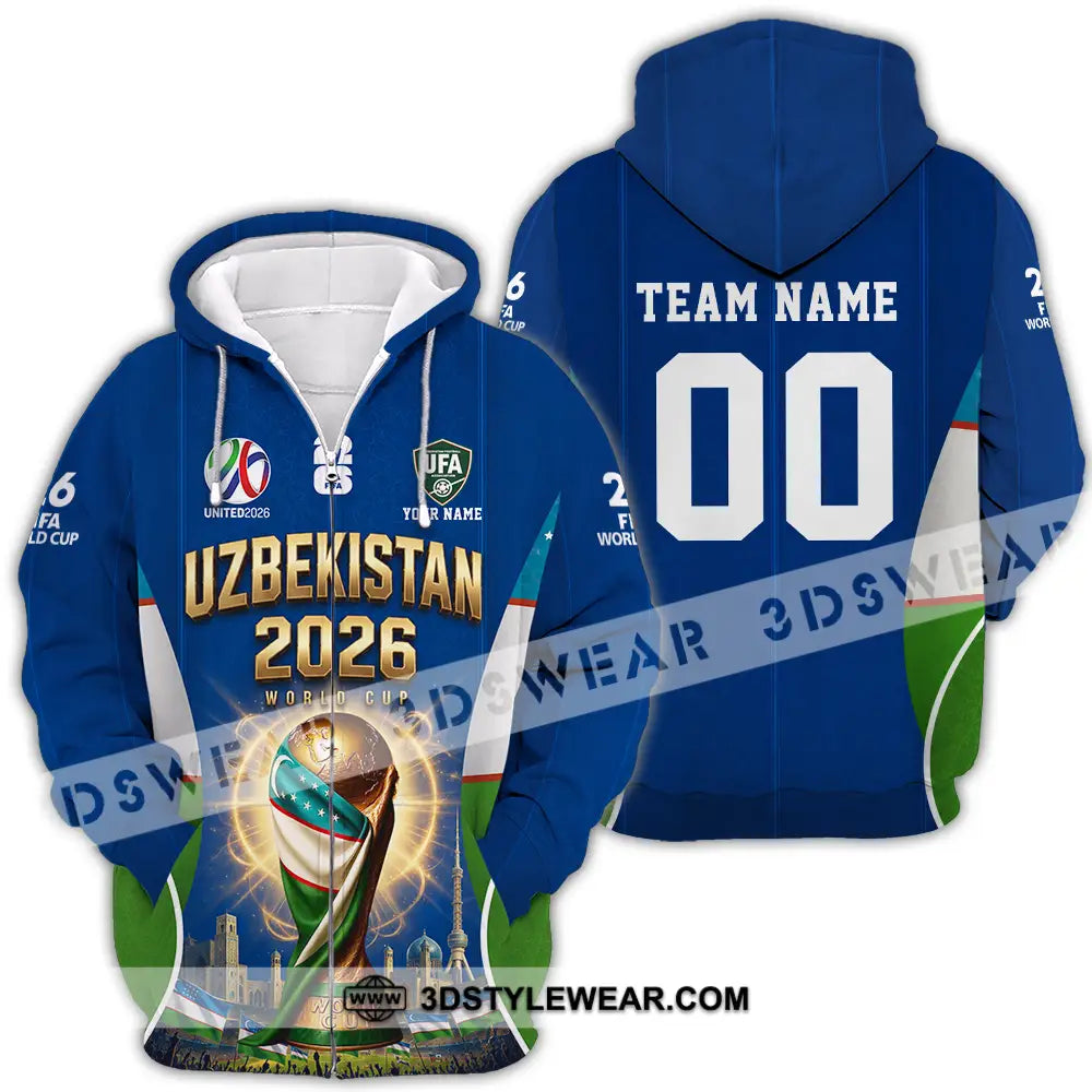 Unisex Shirt - Custom Uzbekistan World Cup 2026 Shirt - Zipper Hoodie / S - T-shirt
