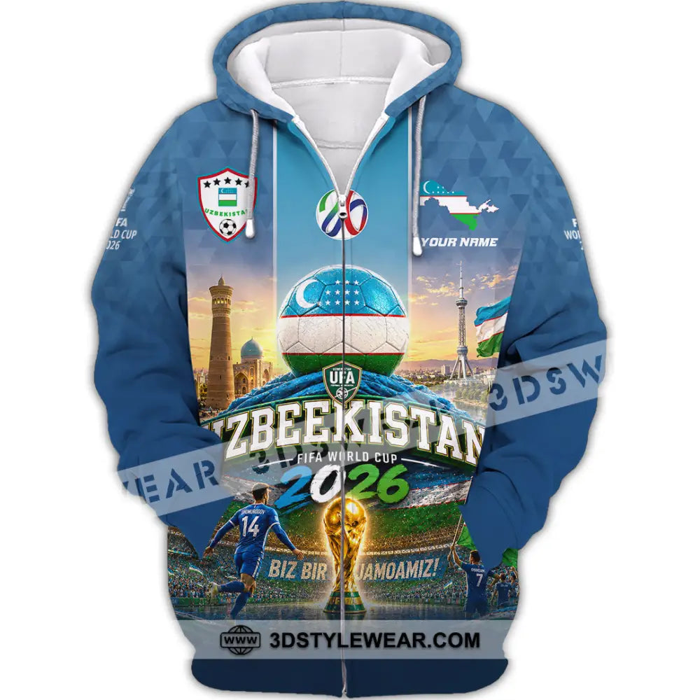 Unisex Shirt - Custom Uzbekistan World Cup 2026 Shirt - Zipper Hoodie / S - T-shirt