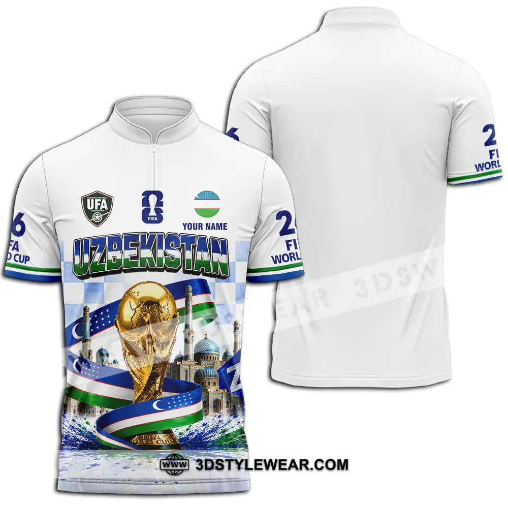 Unisex Shirt - Custom Uzbekistan World Cup 2026 Shirt - Zipper Polo Shirt / S - T-shirt