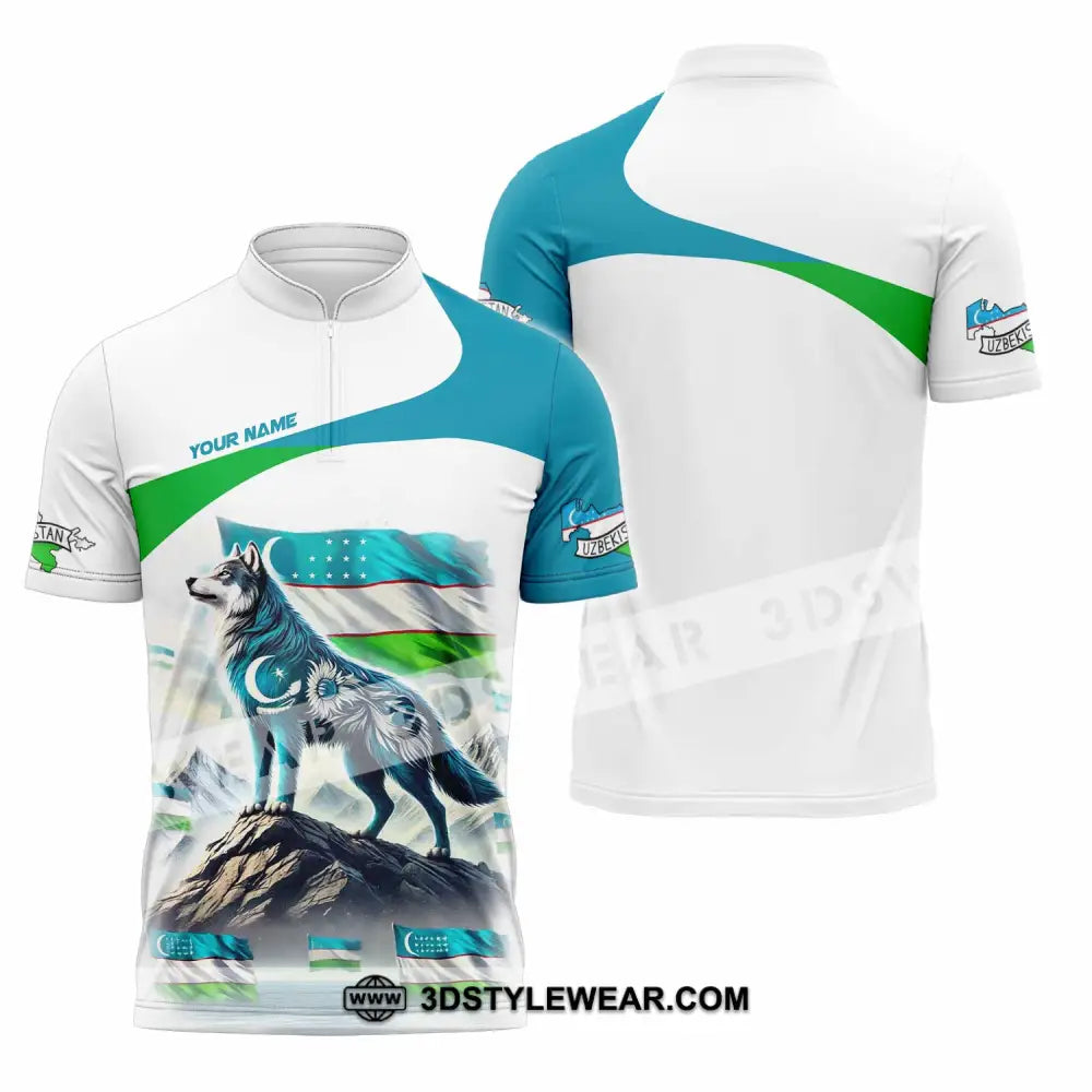 Unisex Shirt - Custom Uzbekistan Shirt - Zipper Polo Shirt / S - T-shirt