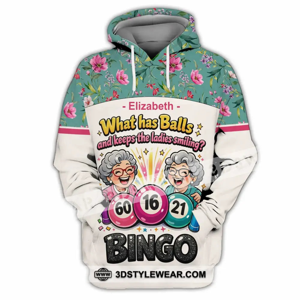 Unisex Shirt - Custom What Has Balls And Keeps The Ladies Smiling Bingo Shirt - Hoodie / S - T-shirt