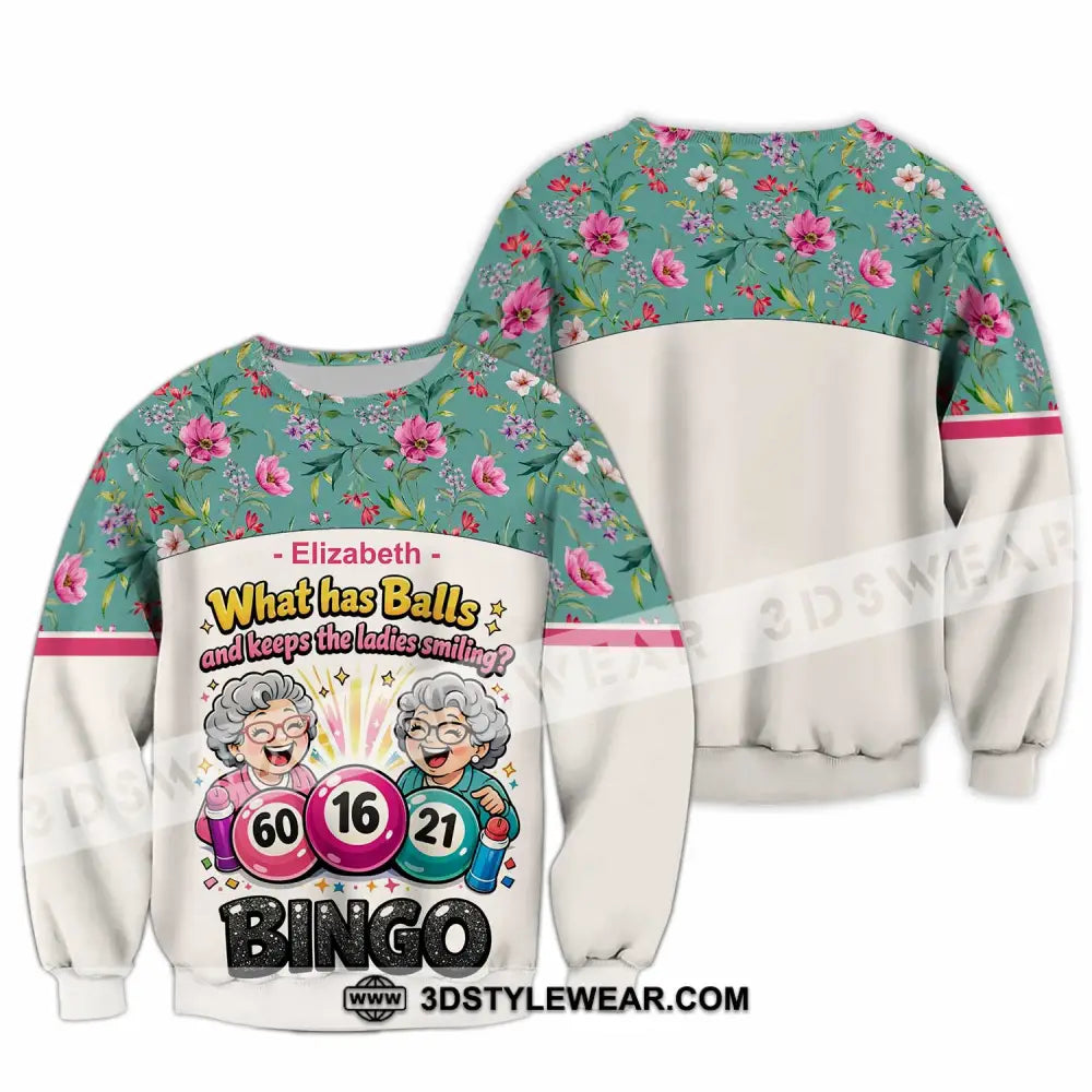 Unisex Shirt - Custom What Has Balls And Keeps The Ladies Smiling Bingo Shirt - Long Sleeve / S - T-shirt