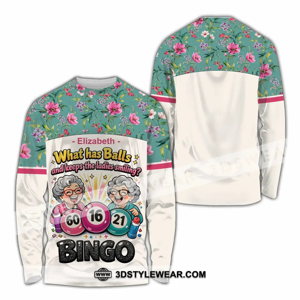 Unisex Shirt - Custom What Has Balls And Keeps The Ladies Smiling Bingo Shirt - Long Sleeve Shirt / S - T-shirt