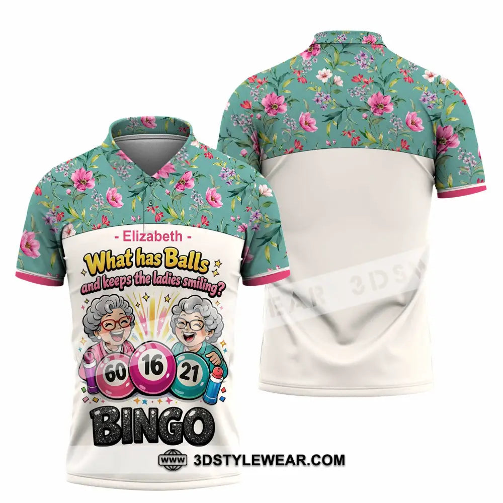 Unisex Shirt - Custom What Has Balls And Keeps The Ladies Smiling Bingo Shirt - Polo Shirt / S - T-shirt