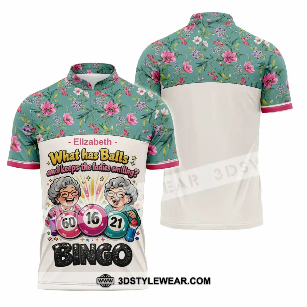 Unisex Shirt - Custom What Has Balls And Keeps The Ladies Smiling Bingo Shirt - Zipper Polo Shirt / S - T-shirt