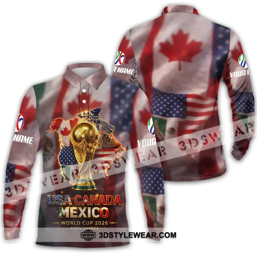 Unisex Shirt - Custom World Cup 2026 3D Shirt Long Sleeve Polo / S T-shirt