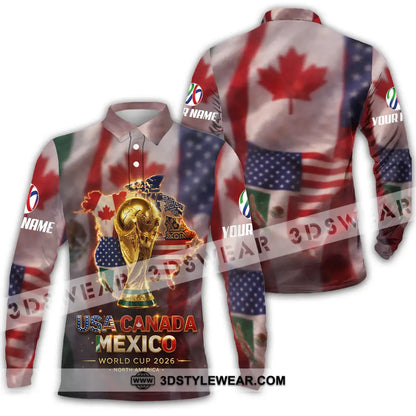Unisex Shirt - Custom World Cup 2026 3D Shirt Long Sleeve Polo / S T-shirt