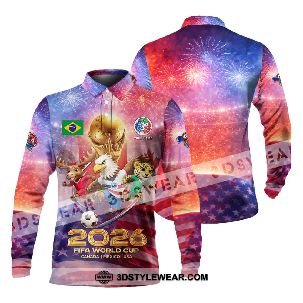 Unisex Shirt - Custom World Cup 2026 3D Shirt Long Sleeve Polo / S T-shirt