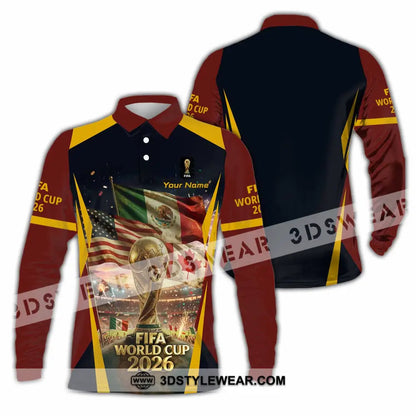 Unisex Shirt - Custom World Cup 2026 3D Shirt Long Sleeve Polo / S T-shirt