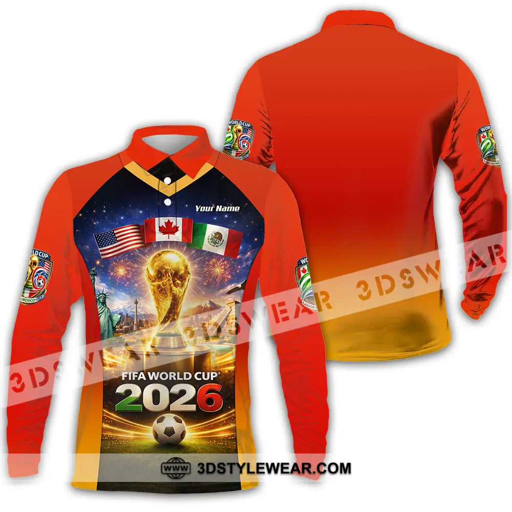 Unisex Shirt - Custom World Cup 2026 3D Shirt Long Sleeve Polo / S T-shirt