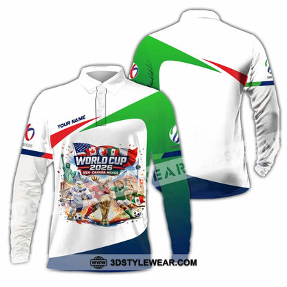 Unisex Shirt - Custom World Cup 2026 3D Shirt Long Sleeve Polo / S T-shirt