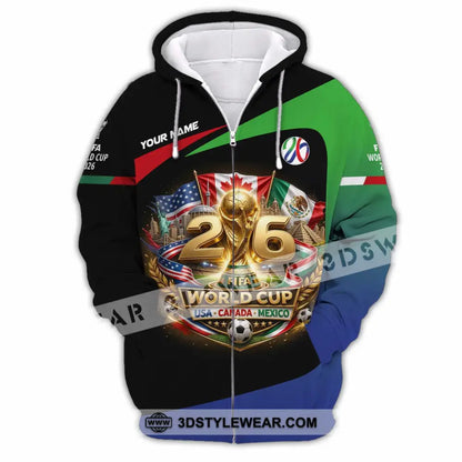 Unisex Shirt - Custom World Cup 2026 3D Shirt Zipper Hoodie / S T-shirt