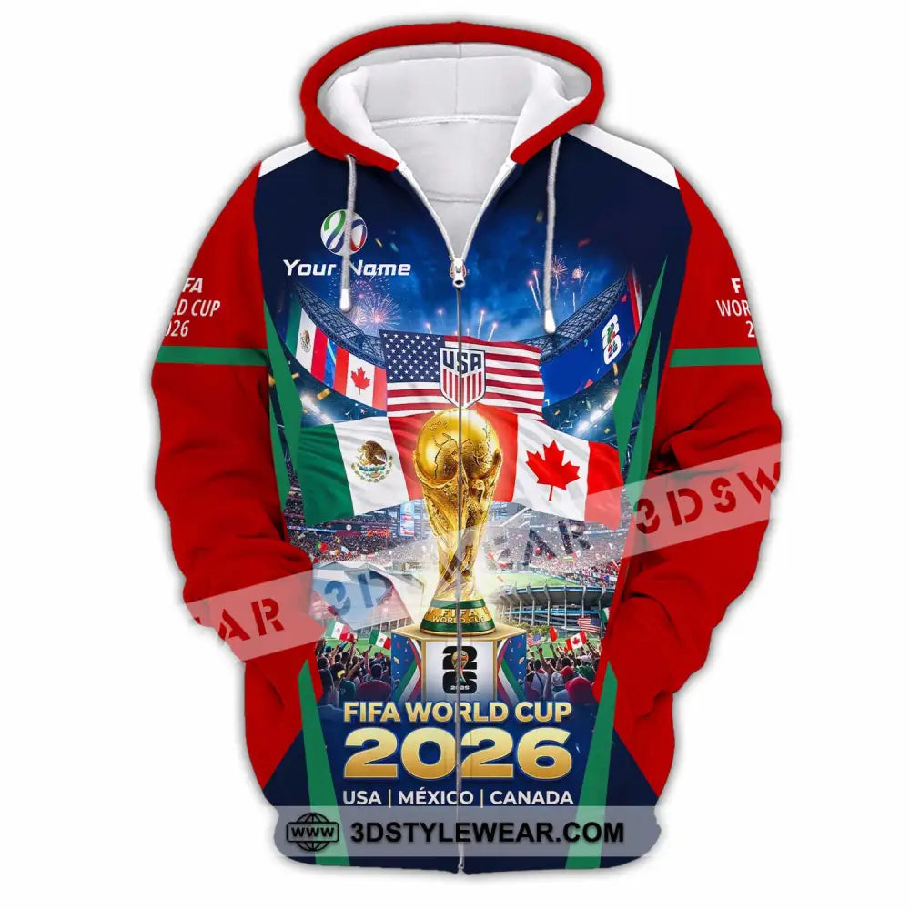Unisex Shirt - Custom World Cup 2026 3D Shirt Zipper Hoodie / S T-shirt