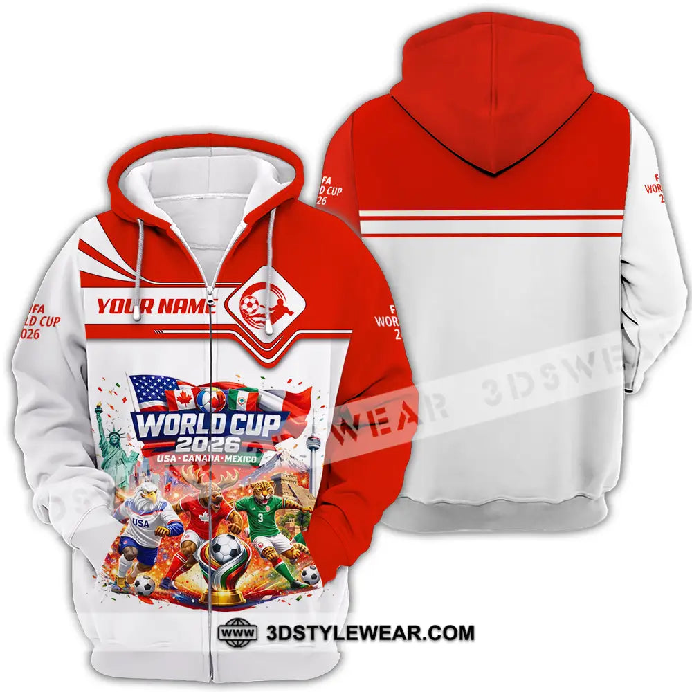 Unisex Shirt - Custom World Cup 2026 3D Shirt Zipper Hoodie / S T-shirt