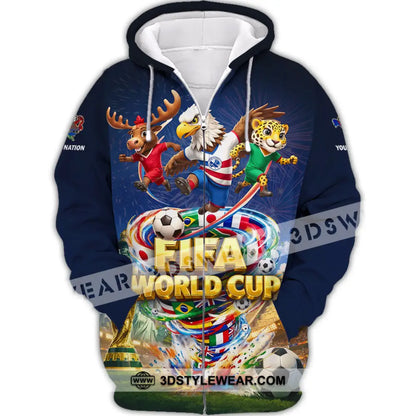 Unisex Shirt - Custom World Cup 2026 3D Shirt Zipper Hoodie / S T-shirt