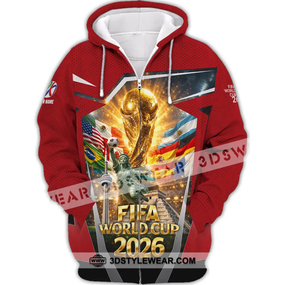 Unisex Shirt - Custom World Cup 2026 3D Shirt Zipper Hoodie / S T-shirt