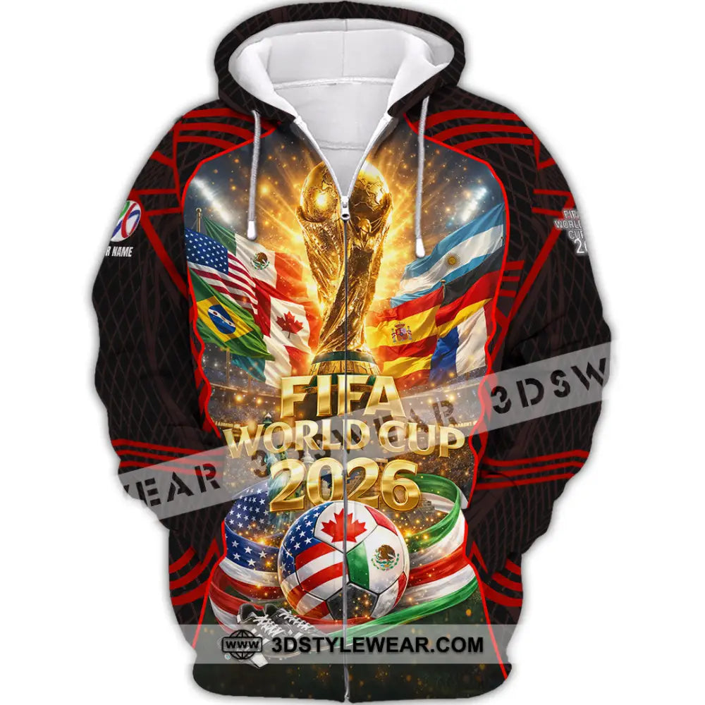 Unisex Shirt - Custom World Cup 2026 3D Shirt Zipper Hoodie / S T-shirt