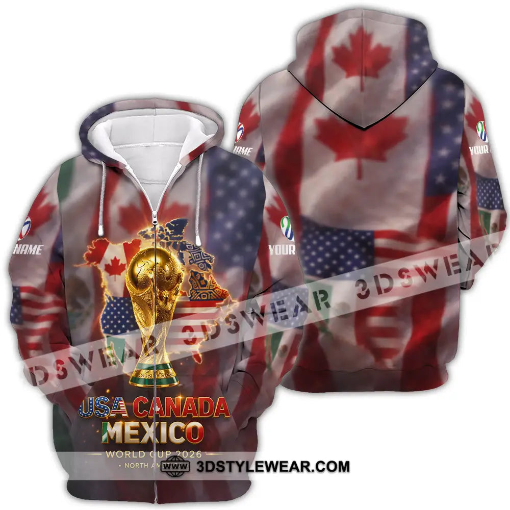 Unisex Shirt - Custom World Cup 2026 3D Shirt Zipper Hoodie / S T-shirt