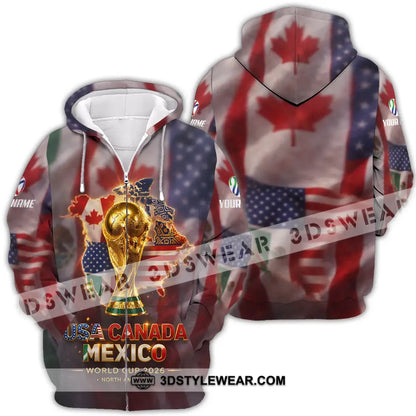 Unisex Shirt - Custom World Cup 2026 3D Shirt Zipper Hoodie / S T-shirt