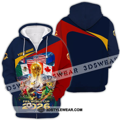 Unisex Shirt - Custom World Cup 2026 3D Shirt Zipper Hoodie / S T-shirt
