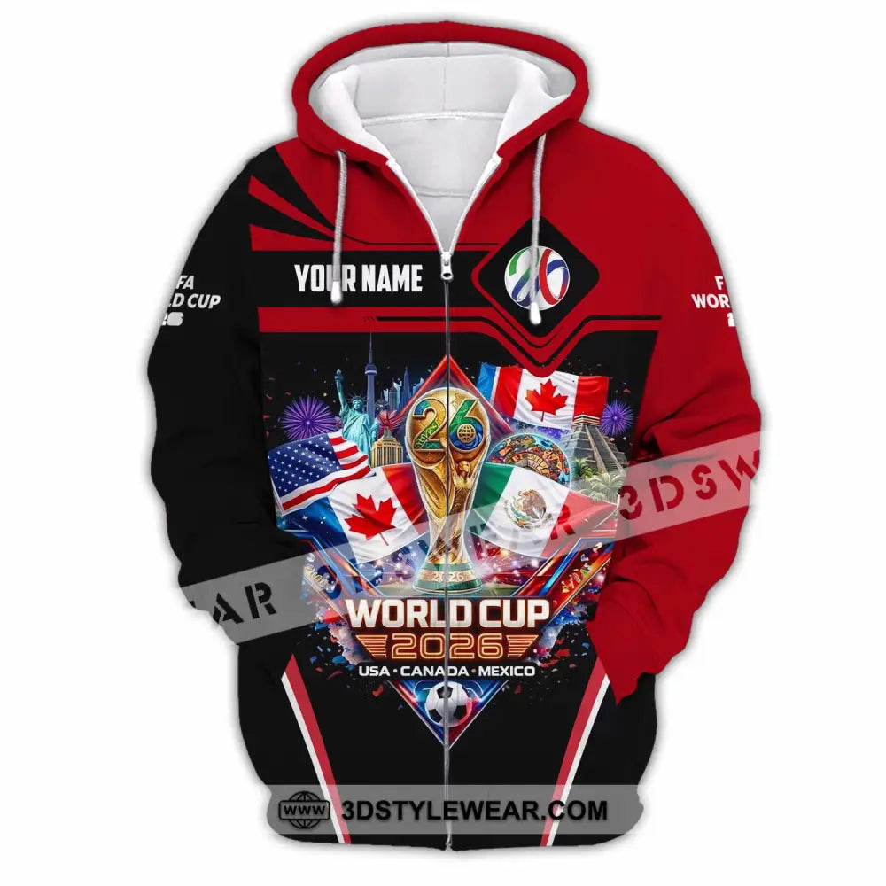 Unisex Shirt - Custom World Cup 2026 3D Shirt Zipper Hoodie / S T-shirt